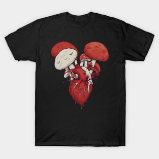 Mushroom Love Anatomical Heart with Fungi T-Shirt